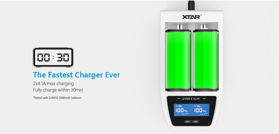 Xtar Over 4 Slim Battery Charger (2-Bay)