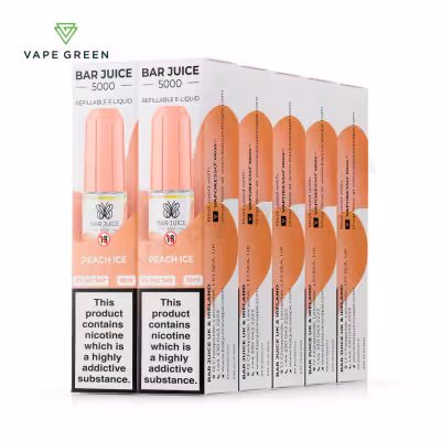 Peach Ice Nic Salt E-Liquid by Bar Juice 5000 - 10 Pack