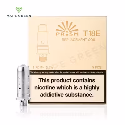 Innokin Endura T18E & T22E Replacement Coils - Box and individual coil. Silver metal coil, beige box with warning label.